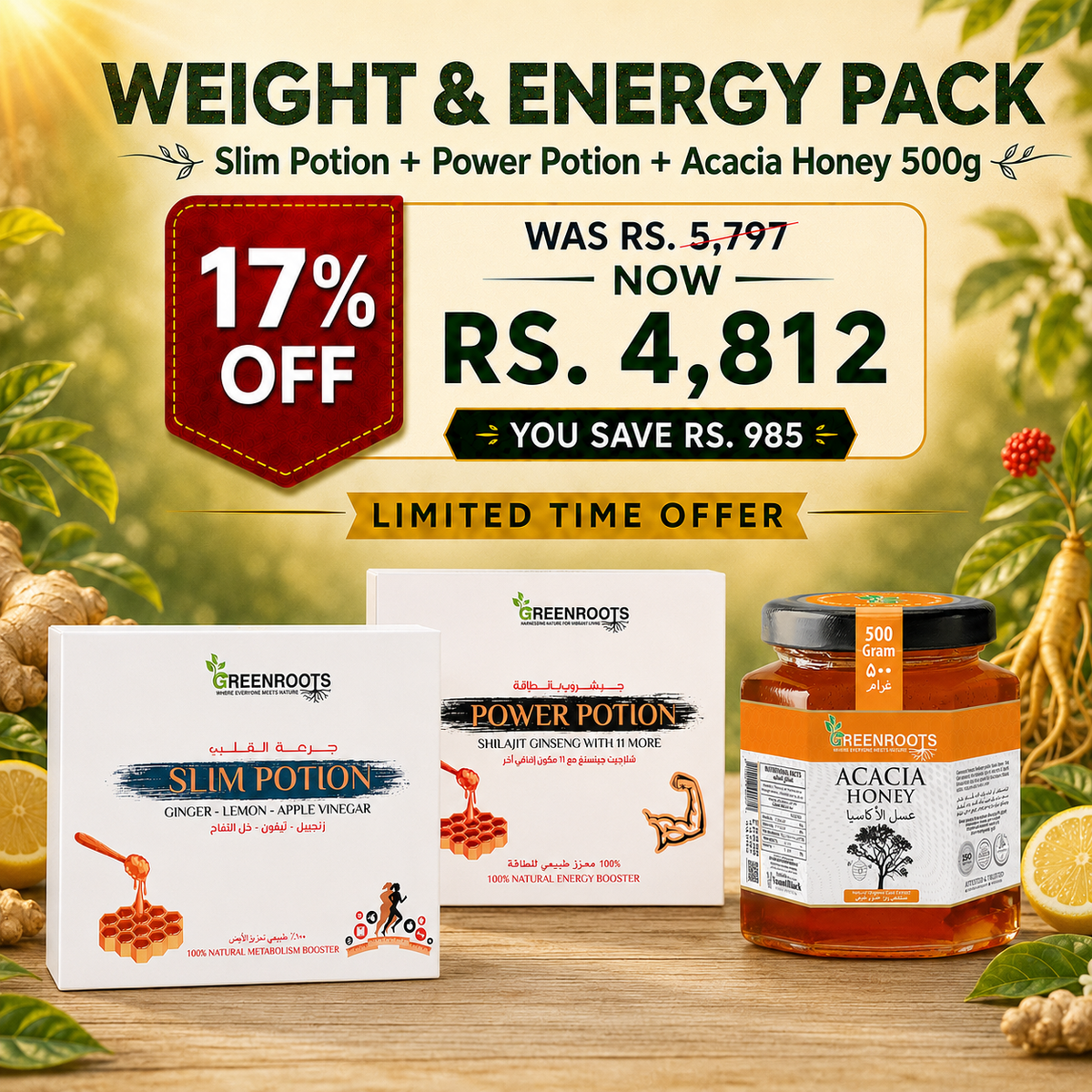 Weight & Energy Pack – Slim Potion + Power Potion + Acacia Honey 500g