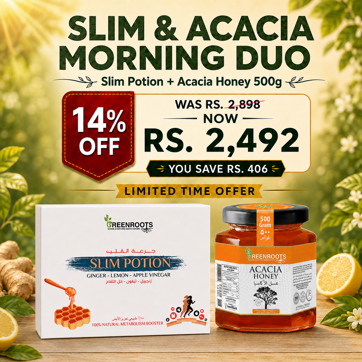 Slim & Acacia Morning Duo – Slim Potion + Acacia Honey 500g