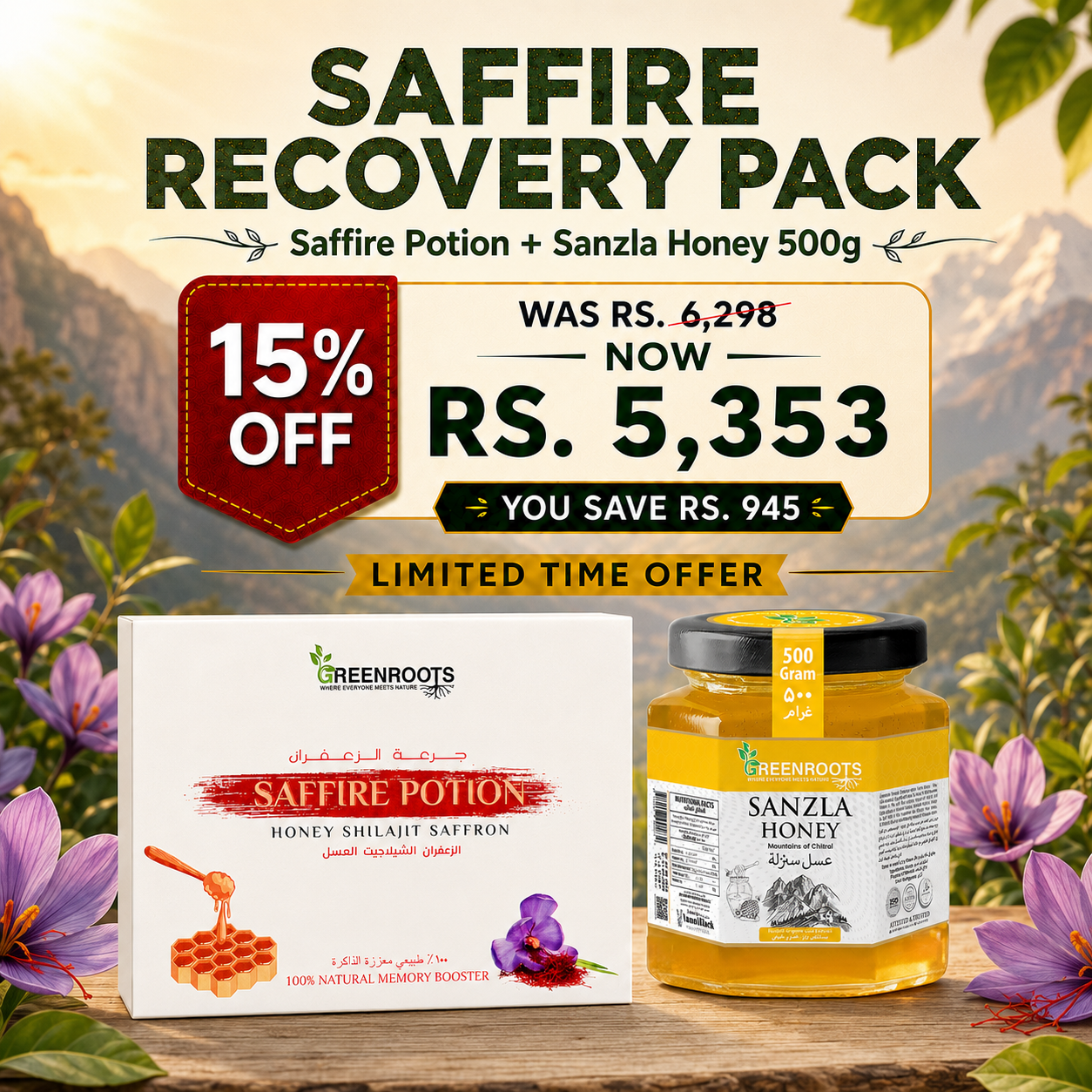Saffire Recovery Pack – Saffire Potion + Sanzla Honey 500g